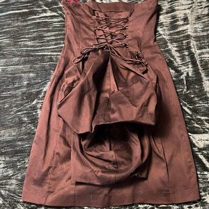 Vintage Betsey Johnson corseted bustle strapless dress size 6